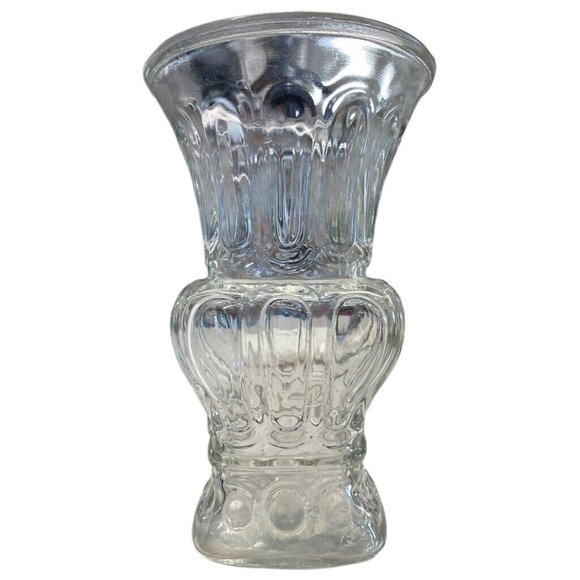 Vintage Clear Glass Vase With Embossed Textured Design For Home Decor Or Floral - Picture 6 of 6